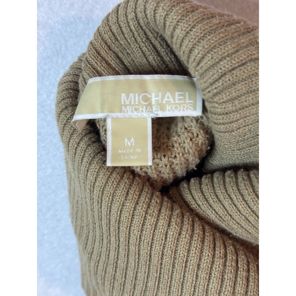 Michael Kors waffle knit turtle neck sweater medium tan/camel oversized - Picture 3 of 4